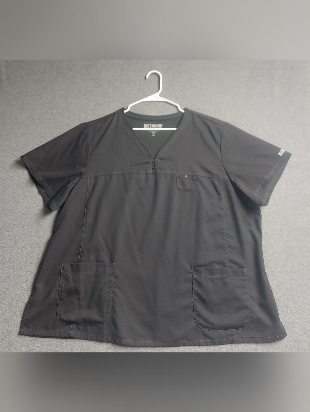Grey's Anatomy by Barco Black Scrub Top 4XL V-Neck Pockets Unisex